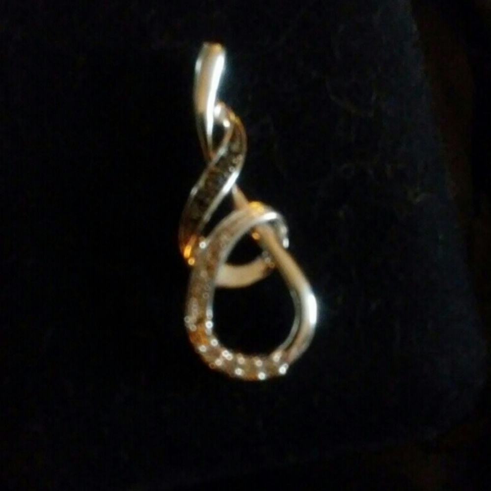 Sterling silver black and white diamond pendant